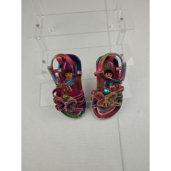 Other - Vintage Dora The Explorer Toddler Girl Shoes Sandal Size‎ 7 Y2K Rainbow Strap